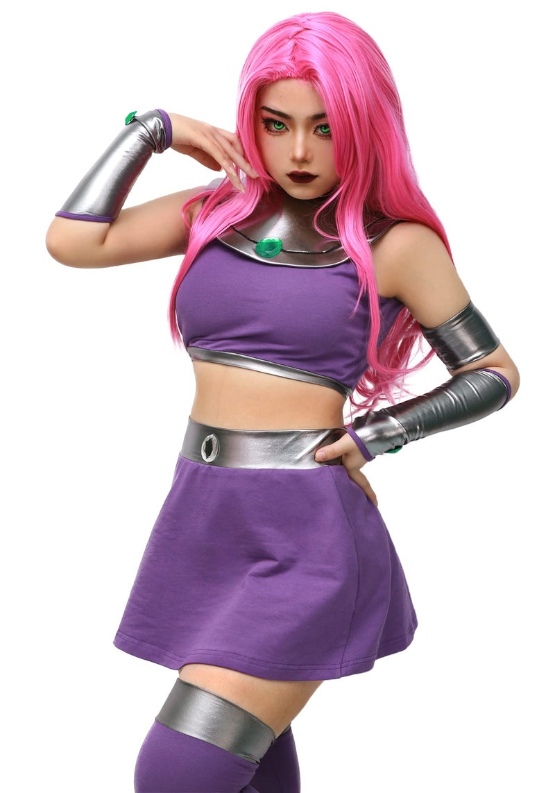 C-ZOFEK US Size Purple Dress Cosplay Costume Halloween Outfit with Stockings (Large) - Image 1